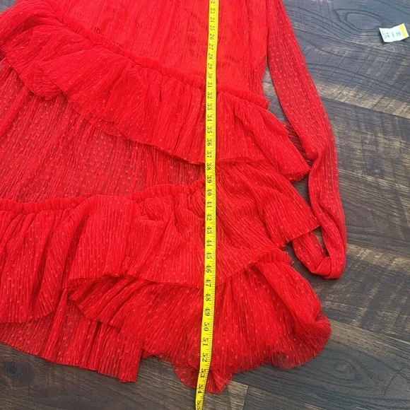 Vici Collection Tiered Tulle Midi Dress Red  Sz large - Picture 13 of 13